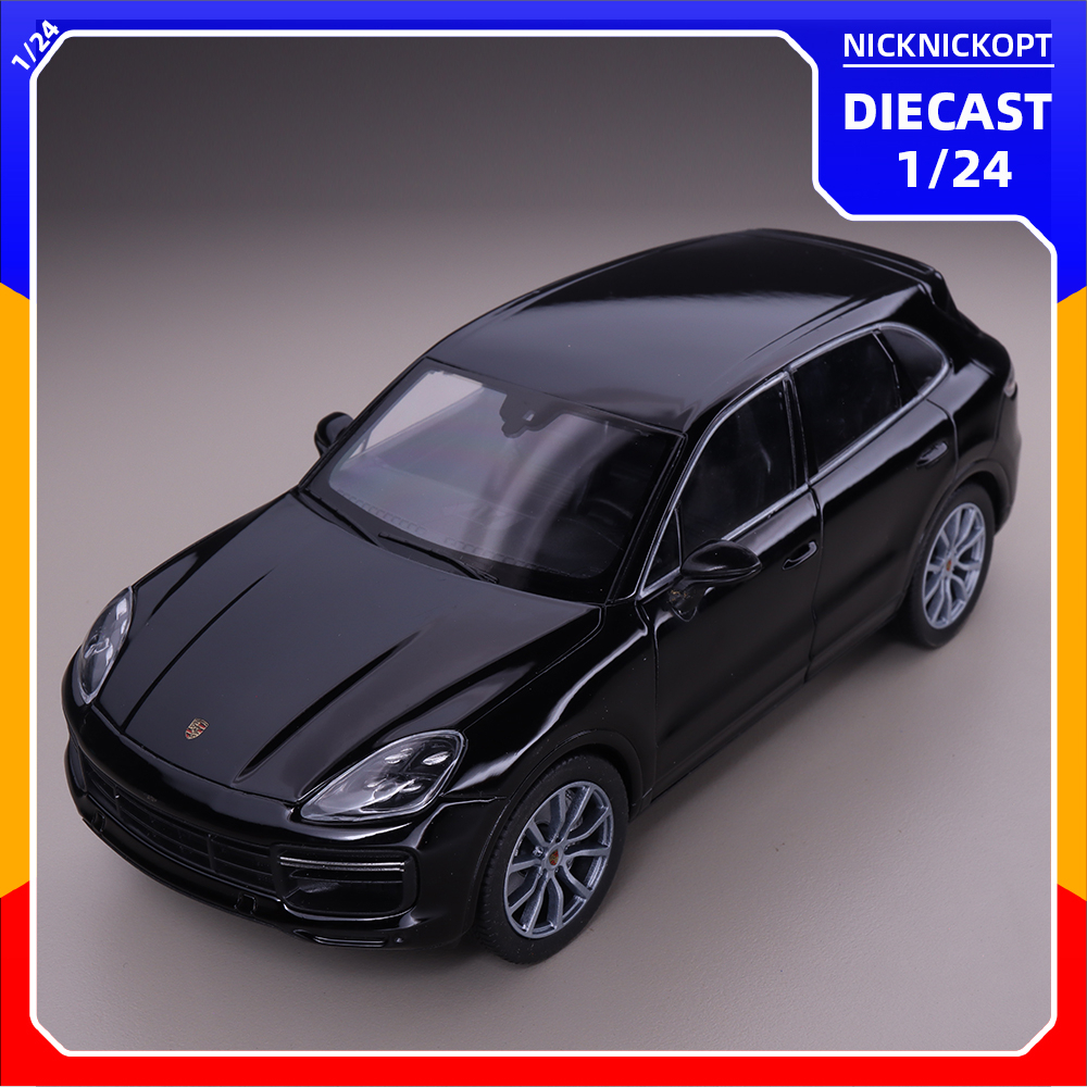 Miniatur Mobil Welly Porsche Cayenne Turbo Black Diecast Skala 1:24 Mainan Koleksi