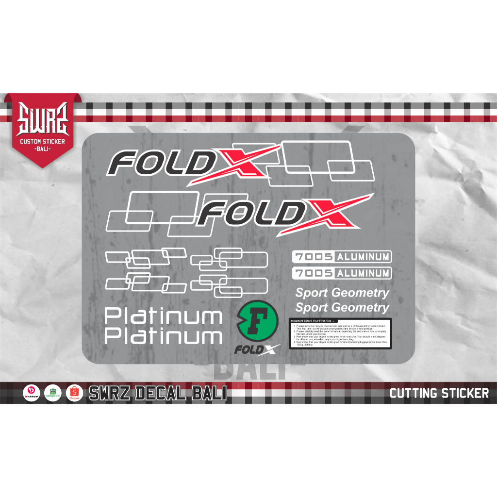 CUTTING STIKER SEPEDAL LIPAT FOLD X PLATINUM STICKER DECAL