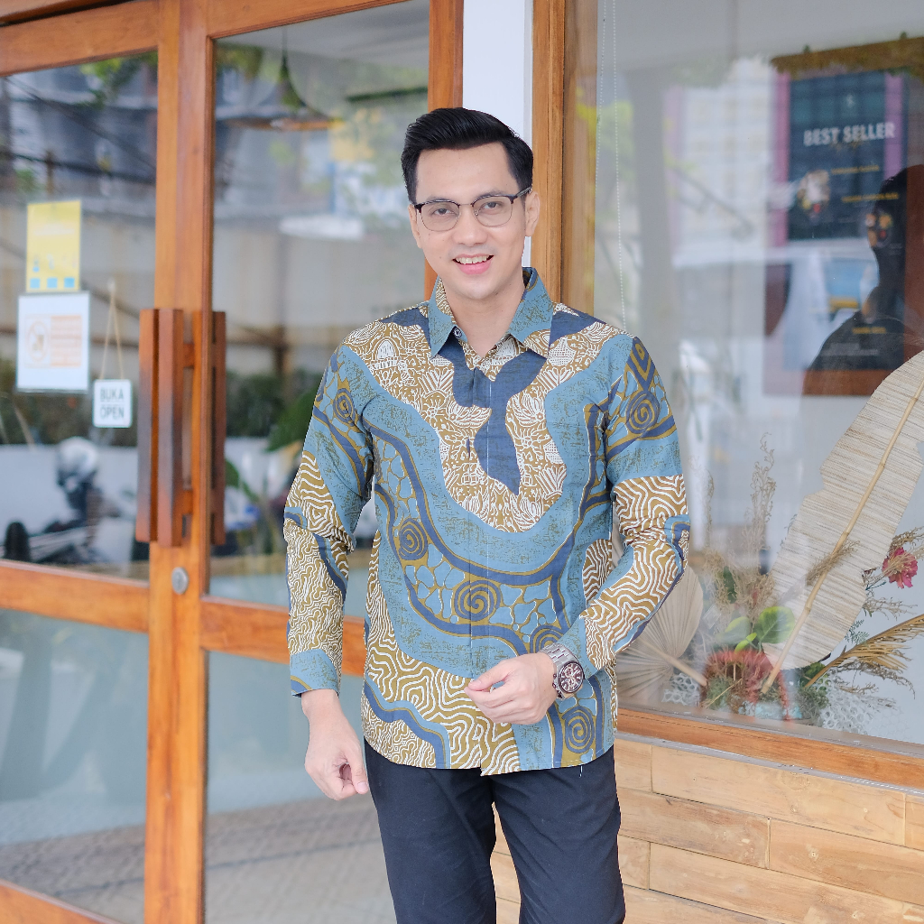 Kemeja Batik Pria Original Solo Batik Kertojoyo Lengan Panjang Terbaru Moyif Terlaris Lapis Furing