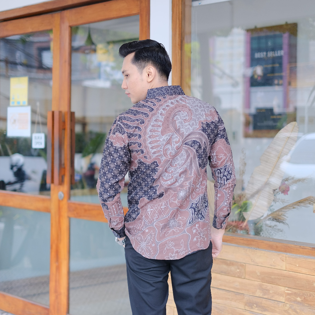 Baju Batik Lengan Panjang Pria Batik Kertojoyo Premium Eksklusif Terbaru Warna Kalem