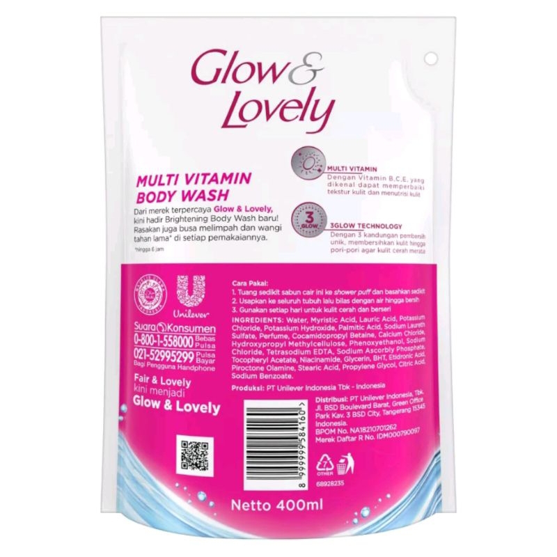 Glow &amp; Lovely Brightening Bodywash with Multivitamin and Niacinamide 400ml