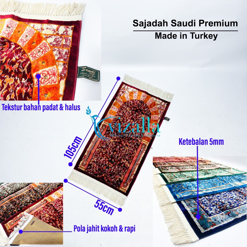 Sajadah Saudi Premium Midi/ 105*55 Sajadah Carpet/ Grosir Sajadah