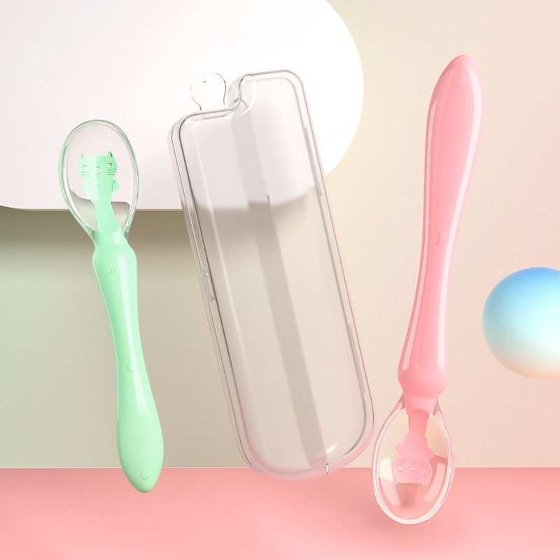 Sendok Makan Bayi 2 in 1 Silikon Baby Safety Spoon Lentur Mpasi Baby Food Spoon Bpa Free CJ11