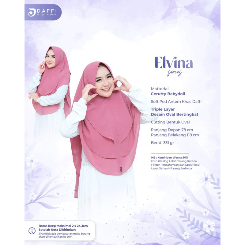 [ORIGINAL DAFFI] ~ KHIMAR ELVINA / HIJAB SYAR’I CERUTY 3 LAYER / KHIMAR CERUTY BABYDOLL 3 LAYER JUMB