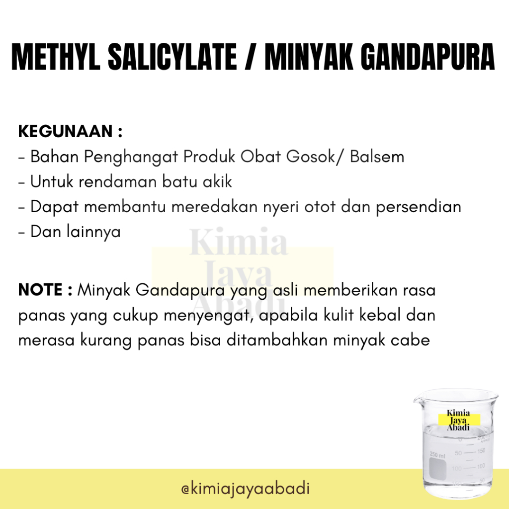 Minyak Gandapura / Minyak Gondopuro / Methyl Salicylate 500 Gram MURNI dan TERMURAH