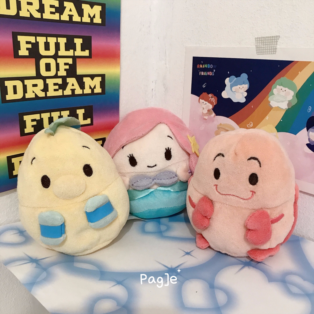 Ariel the Little Mermaid Ufufy Disney SET (Ariel,Flounder,Sebastian) RARE [Preloved & Minor Minus] -