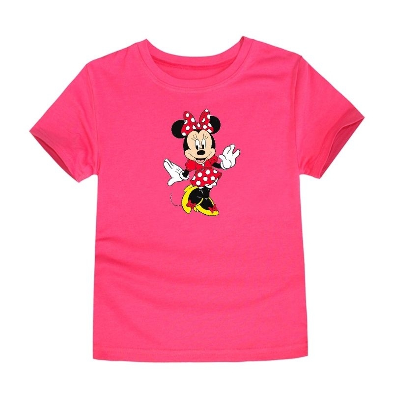 Kaos Anak Cewek Minnie Mouse Baju Anak Perempuan Pakaian Atasan Anak Lengan Pendek 2-16Th Cod