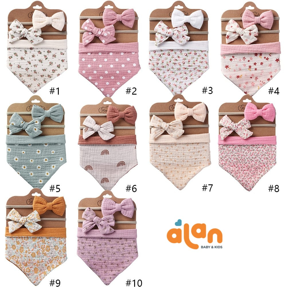 Carterlove Slaber + Headband Saliva (CRL-SHS) Celemek + Bandana Bayi RANDOM