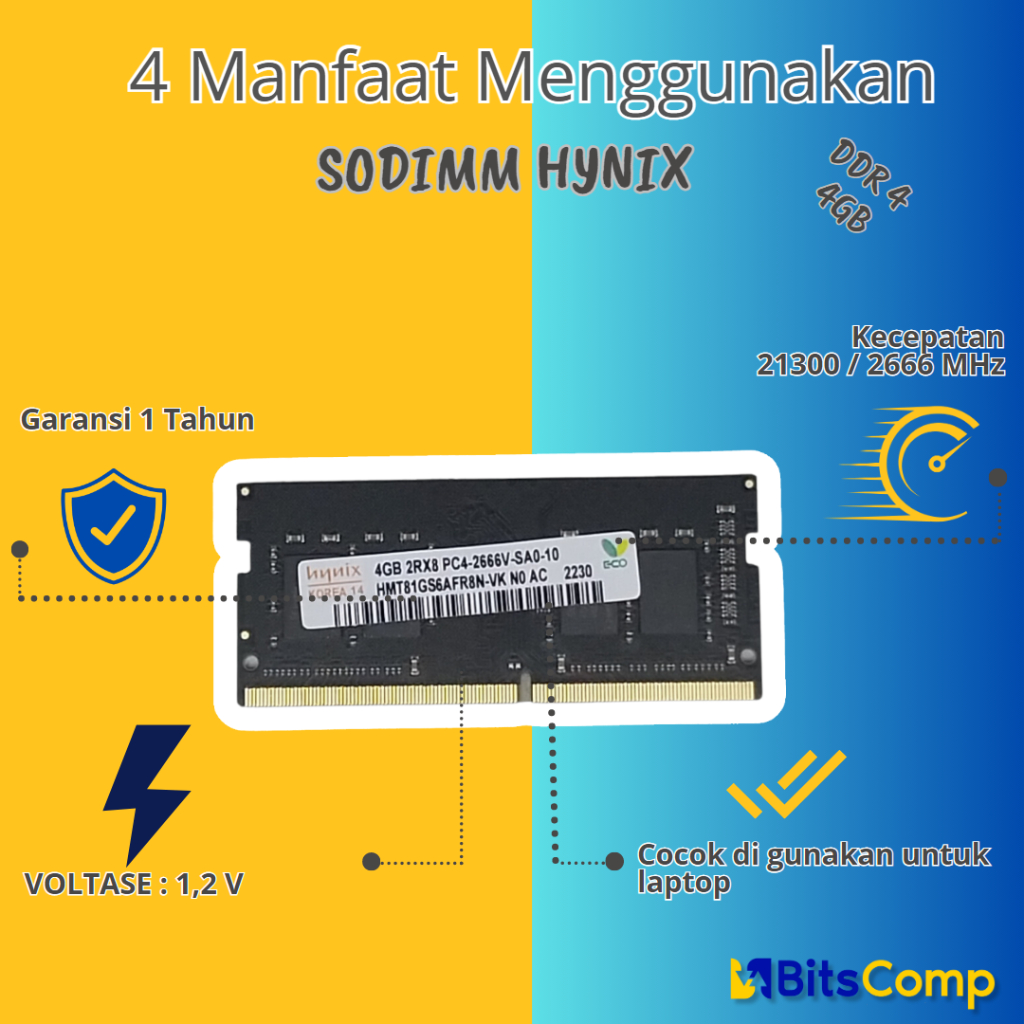 Memory Sodimm RAM 4GB 8GB DDR4 PC2666 1333mhz Hynix untuk laptop notebook