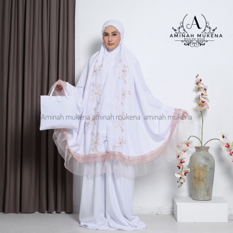 Mukena Bordir PREMIUM Dewasa Teratai Renda Tileu Mewah Aurel