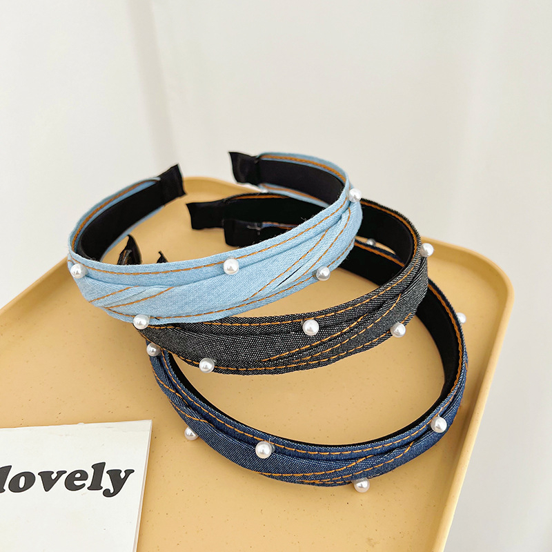 Caliloops Bando Bandana Jeans Denim Korean Style Polos Mutiara Rawsy