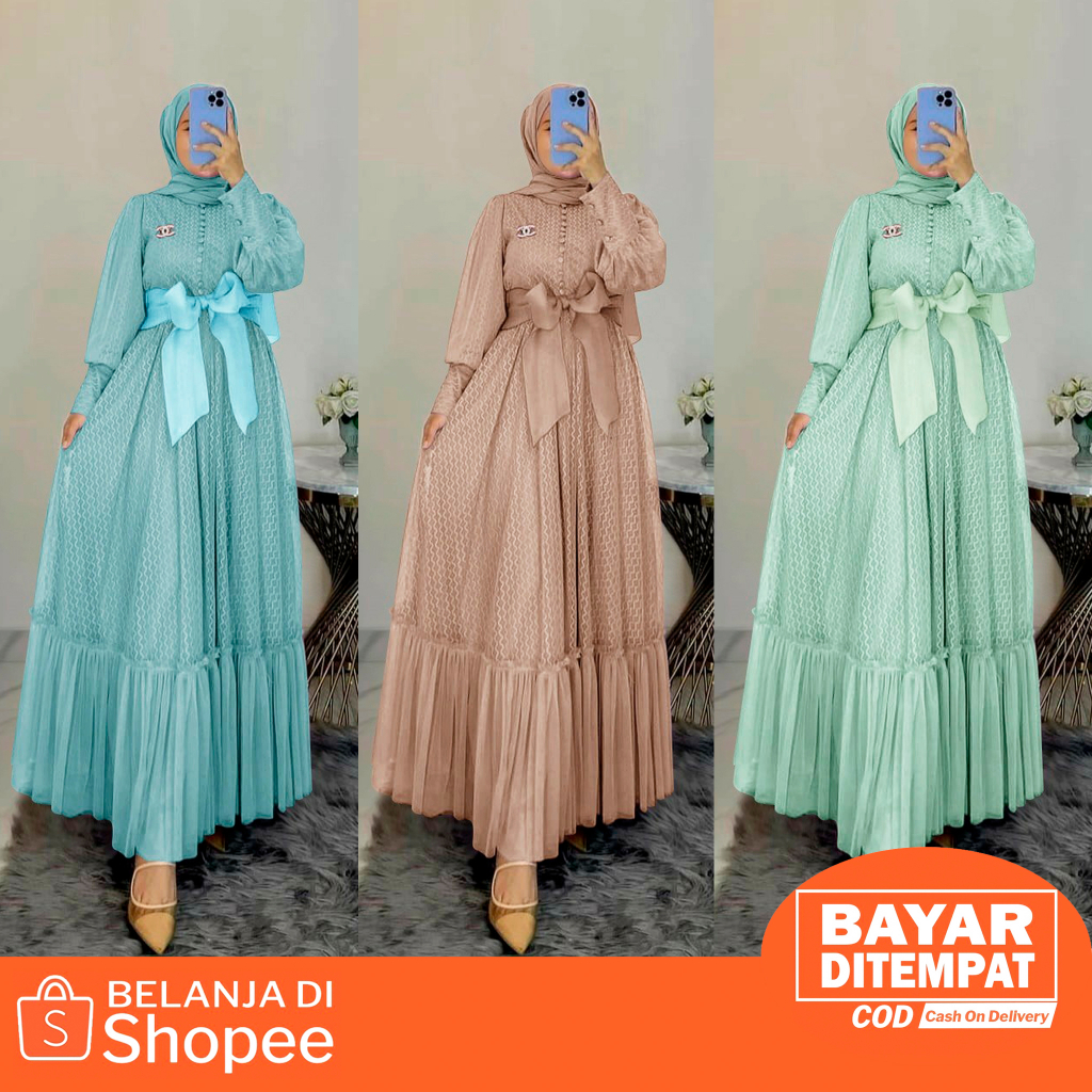 (DI JAMIN REALPICT) PAKAIAN MUSLIM WANITA DRESS GAMIS / GAMIS PESTA MEWAH ELEGAN/GAMIS FASHION MODERN TERBARU/BAJU PESTA WANITA MUSLIM / PAKAIAN WANIT /BAJU WANITA/GAMIS MUSLIMAH