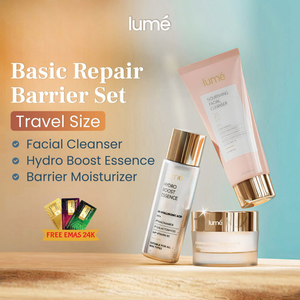 (Free Emas 24K) Paket Bundling LUME Skincare Basic Repair Barrier Set isi 3 pcs BPOM Halal