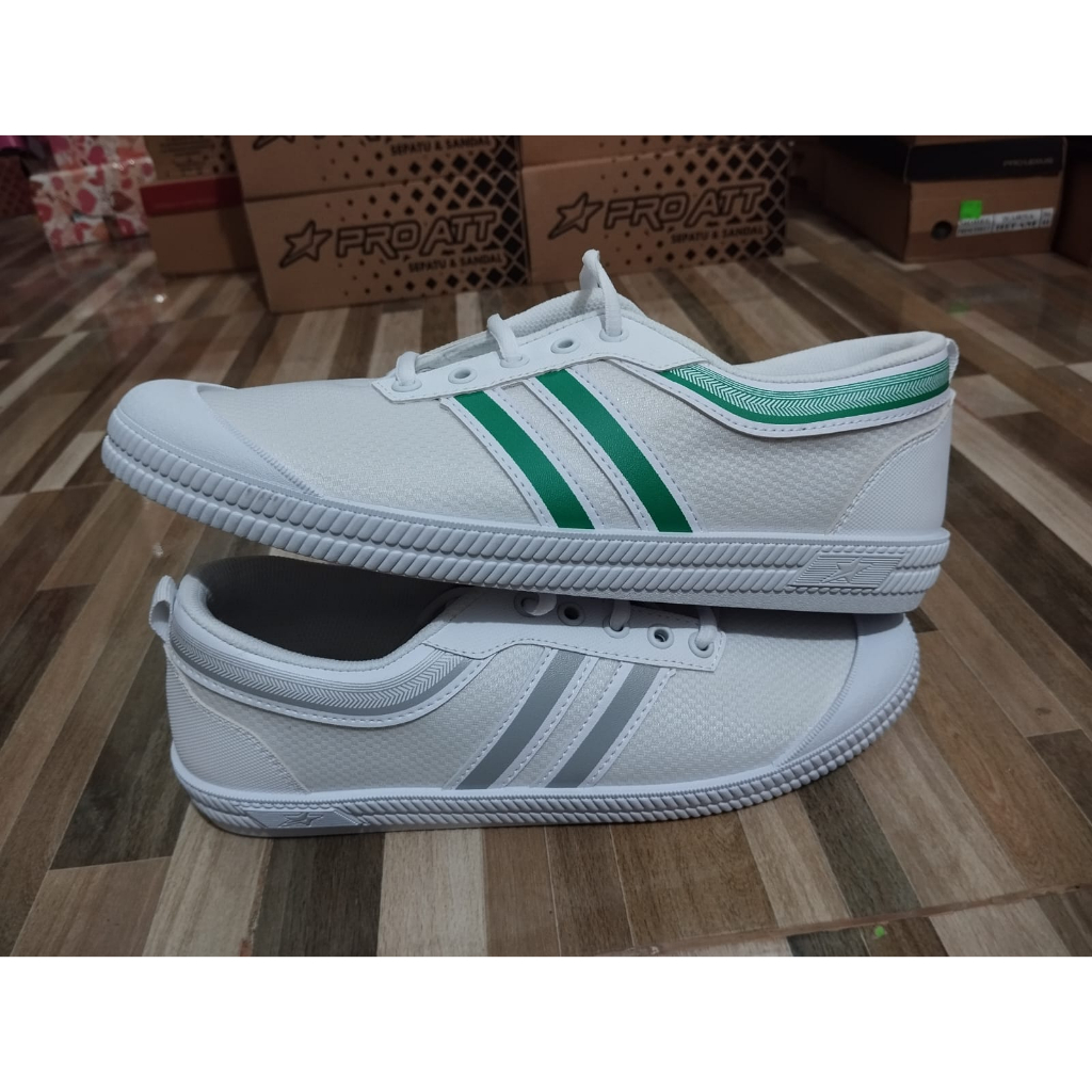 Pro ATT VIN 541 Sepatu Olah Raga Sepatu Lari Warna Putih Abu Dan Putih Hijau