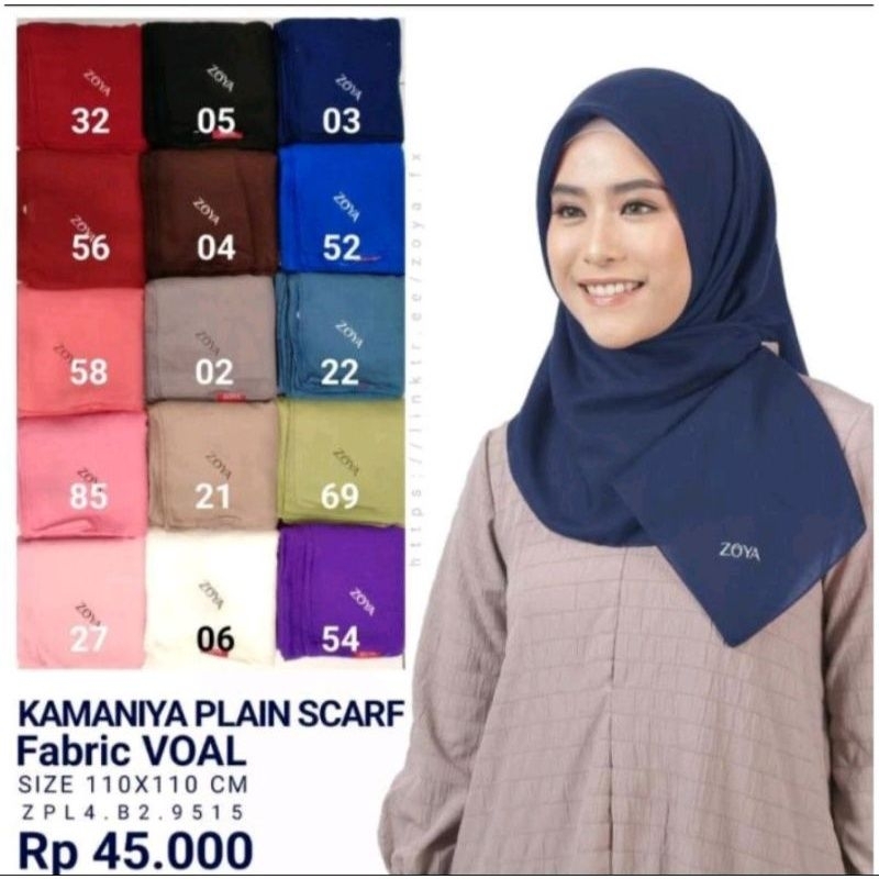 ZOYA POLOS SCARF ZOYA SEGIEMPAT POLOS PROMO MURAH