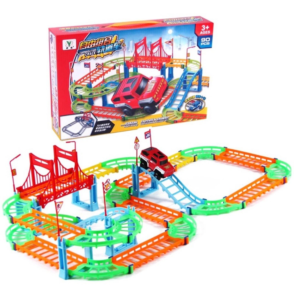 Mainan  Anak Mobil Track Rail Jalur Kereta Otomatis City Car Track Bongkar Pasang