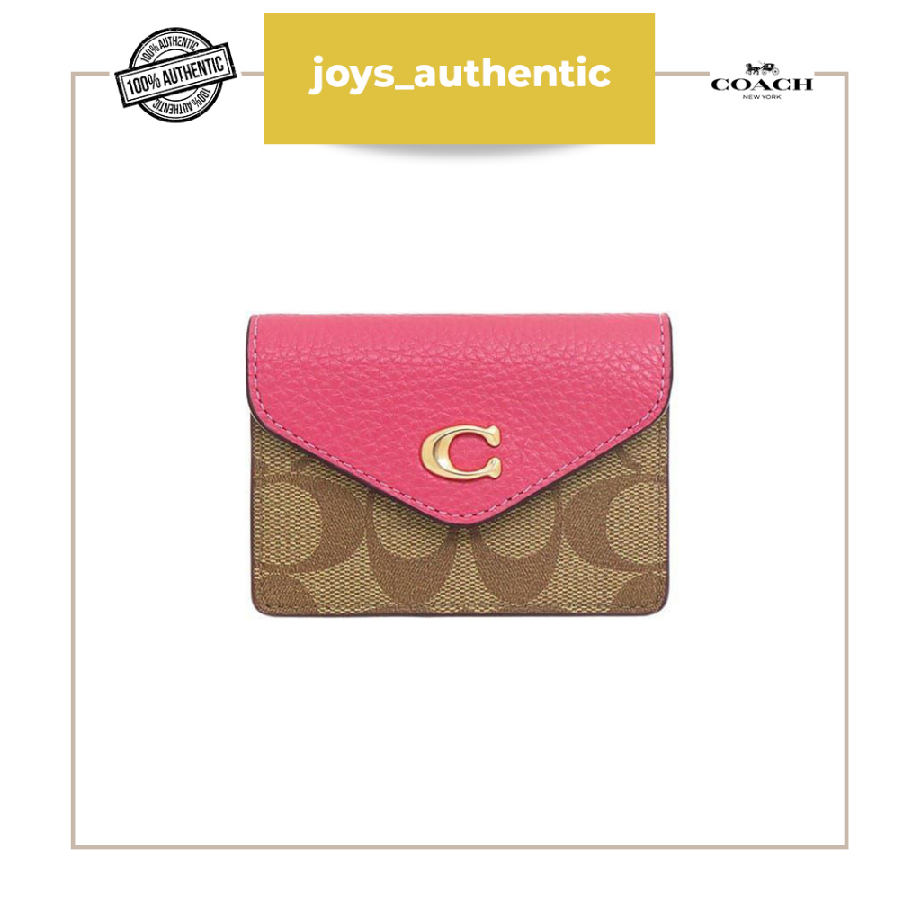 Casing Wanita Coach Tammy Card Case Signature Khaki Strawberry Haze Woman Card Case Authentic Origin