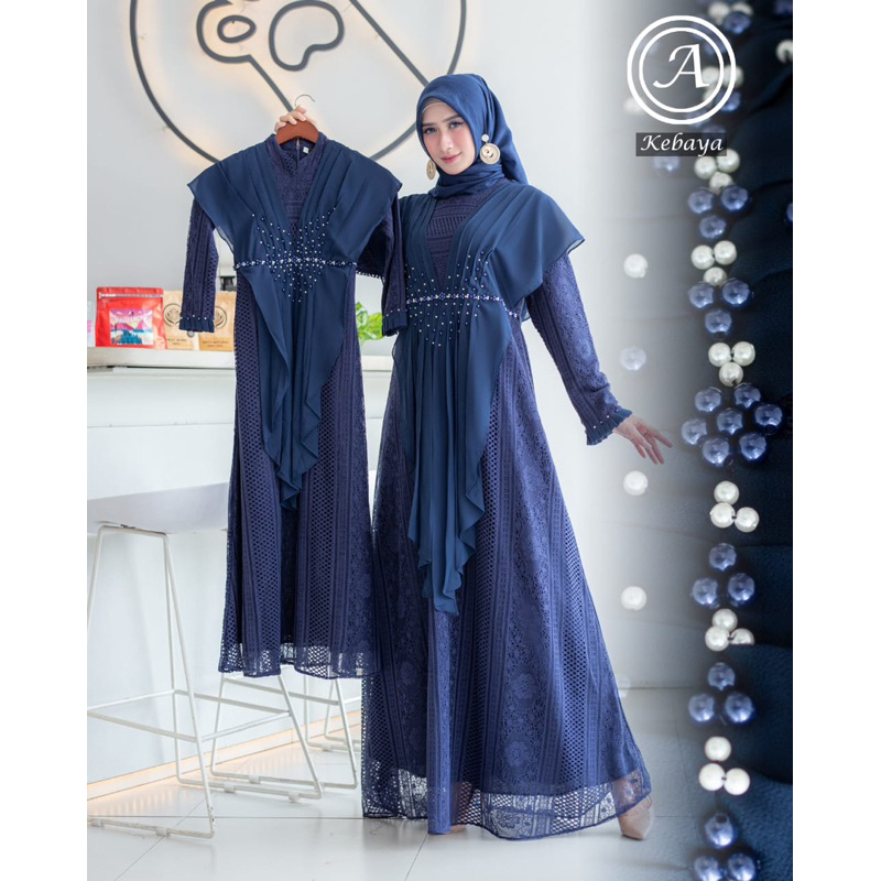 Permata Olshop / Couple Gamis Ibu dan Anak Aira / Kebaya Serimbit / Kebaya Seragam / Gamis Brukat Modern / Gamis Pesta Mewah