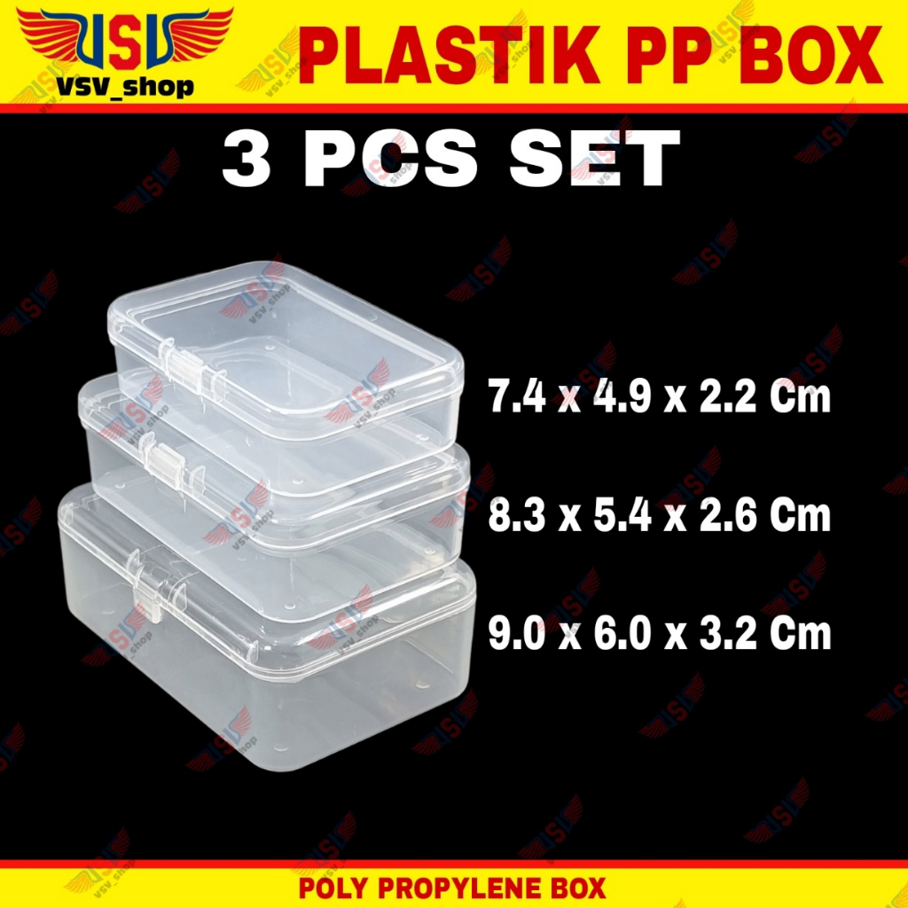 Kotak Plastik 3pcs Box Plastik Kecil PP Box organizer Plastic Case 3pcs