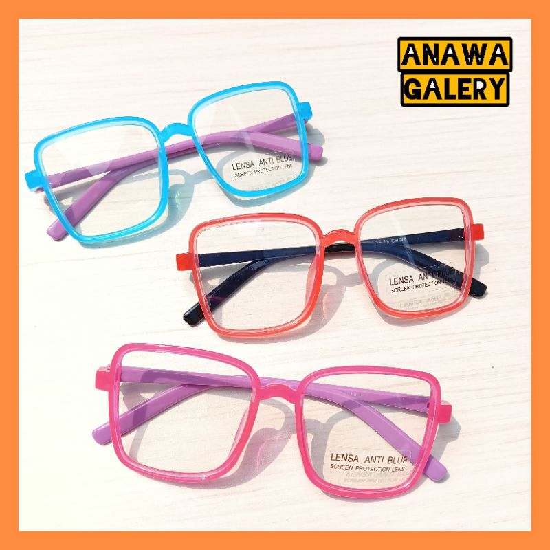 A17 Kacamata Anak Anti Radiasi UV Blue Light HP Laptop Gadget Tablet PC Komputer Bening Perempuan La