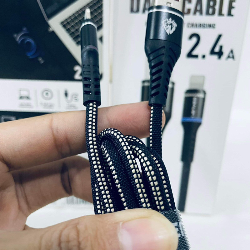 LENYES LC983 2.4A Kabel Fast Charging Universal Sync Data Cable Charger Nylon Anti Putus 1 m Kabel Lightning