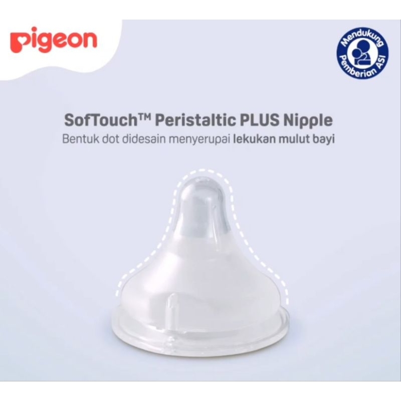 Eceran- Pigeon Nipple SofTouch Peristaltic Plus Wide neck / Dot Silicone Pigeon Wideneck size S M L SS Eceran