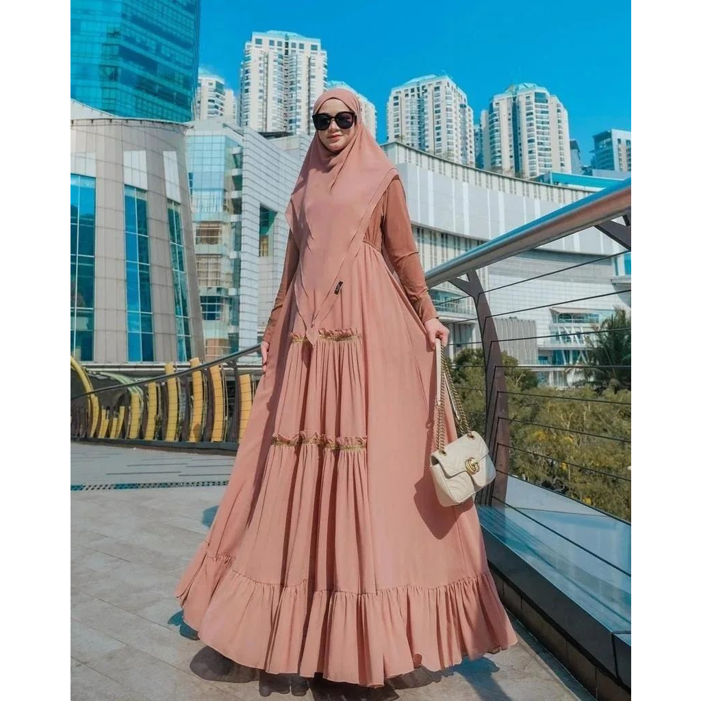 Gamis Syari Cerutybabydoll Polos Terbaru 2021/HASANAH SYARI SET KHIMAR/Gamis Muslim Wanita Terlaris/Gamis NFC Set Khimar Termurah/Gamis Seragam Ukuran M L XL XXL/Fashion Muslim/Pakaian Muslimah Wanita