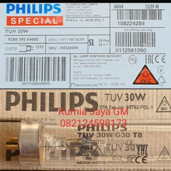 Philips Lampu TL UVC 30watt Germicidal / UVC Sterilizer 30w Refill - Lampu Saja