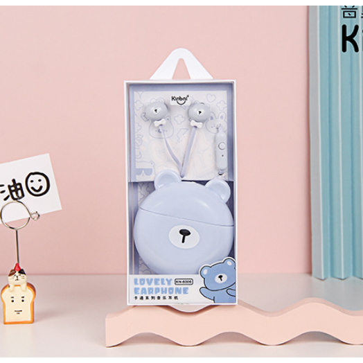 [KN-8306] Set Headset Earphone Kartun Animals Bulat / Wadah Earphone Karakter Animals Lucu / Earphone Case Karakter Hewan Imut