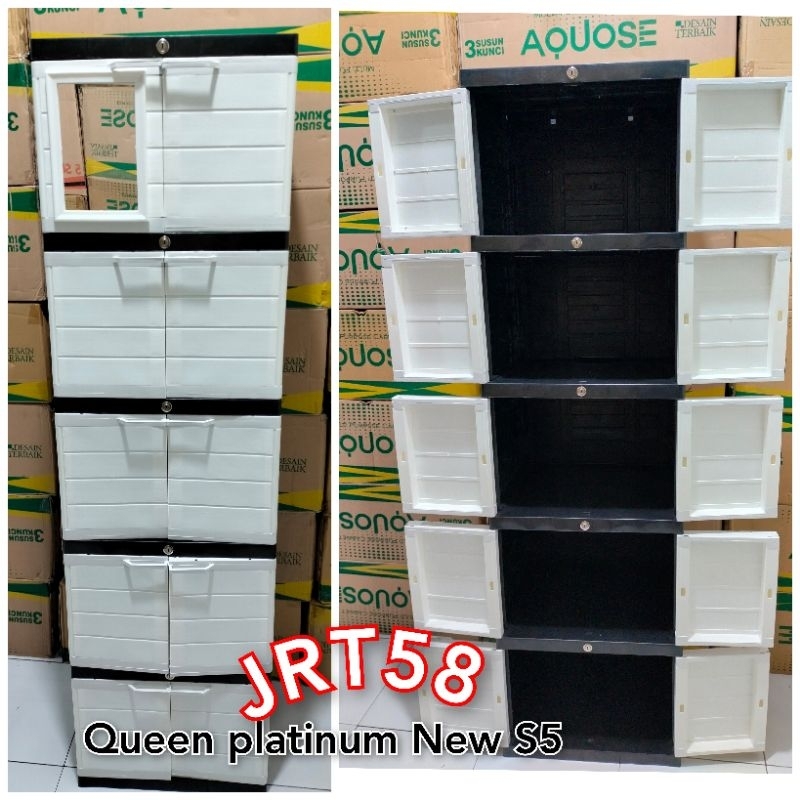 Promo Lemari plastik mini susun 5 Queen Aquose  ukuran 40x50x180cm