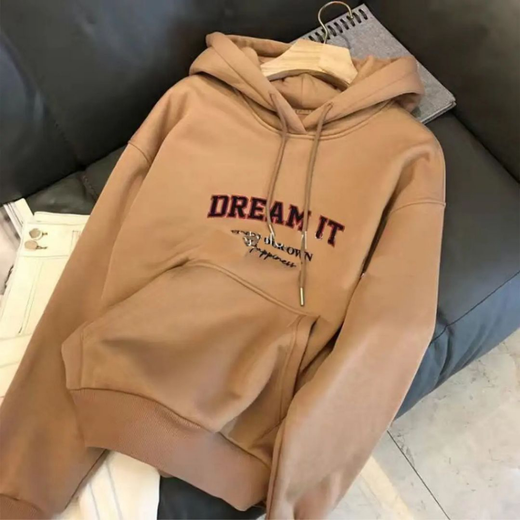 HOODIE OVERSIZE DREAM IT BAHAN FLACEE  LD 105 CM Sweater Hoodie Polos // Hoodie Sweater Pria Wanita Orginal  (BAYAR DI TEMPAT)