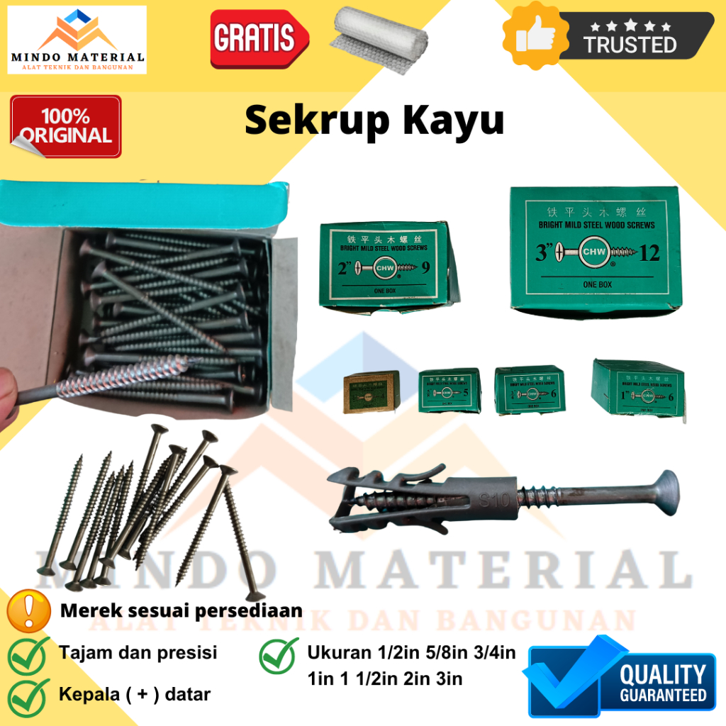 Sekrup Kayu 4cm 1 1/2 Inch