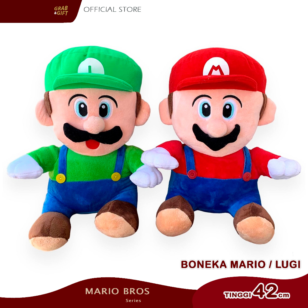 Boneka Super Mario Bros and Luigi 42 cm Red Green BQ