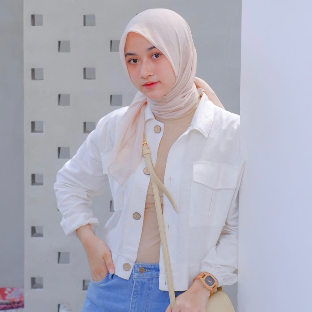 Atasan Kameja Linen Crop Wanita Lengan Plufy Baju Kerja Wanita OOTD Top Hijab
