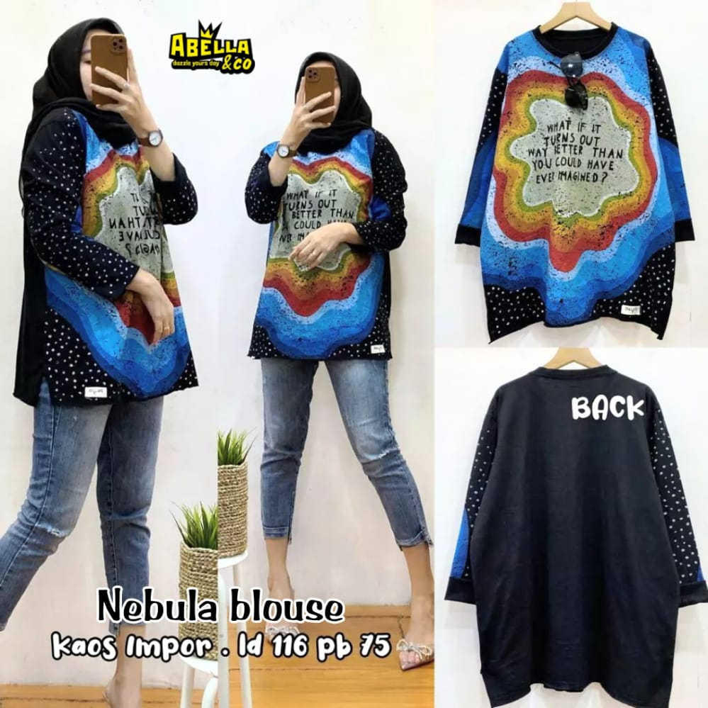 BLOUSE BABYTERRY / 7.7 / OLIVER TOPS NEBULA HOLD CREAMY STAMP CIGI FRAU LUNY /  ALLSIZE / LD 108-120 / TUNIK WANITA / ABELLA