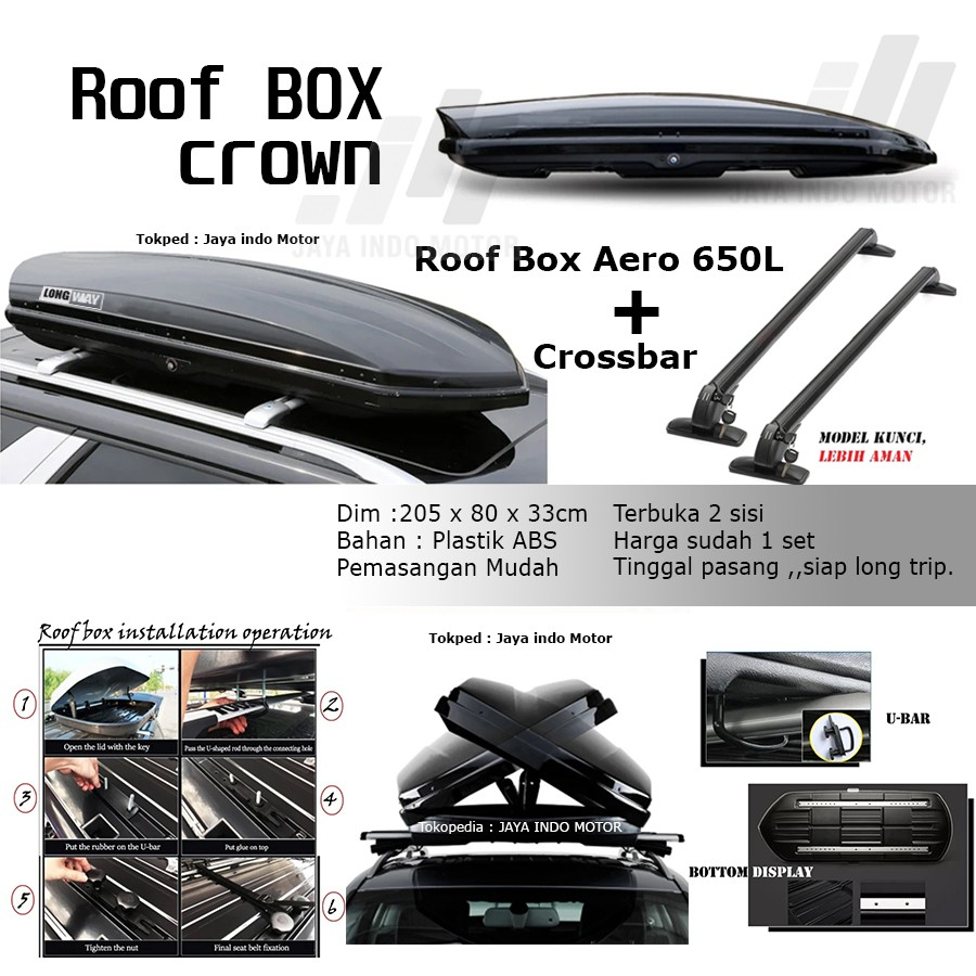 Roof box aero slim 650L ABS Glossy