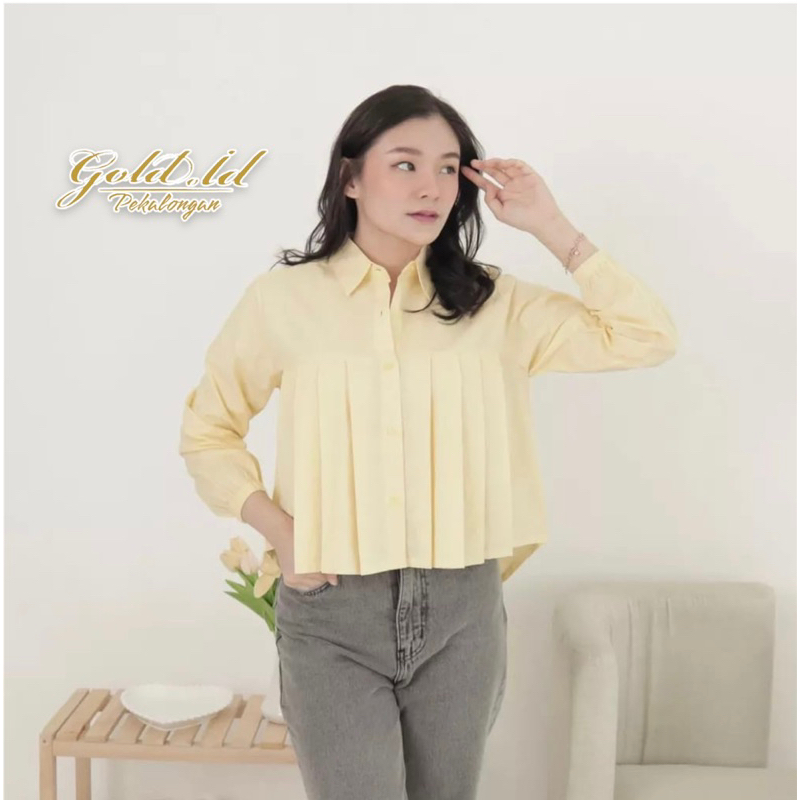 MSMO Dear Top Longsleeve Pleats Shirt / Kemeja Wanita / Blouse Wanita / Kemeja Lengan Panjang / Kemeja Kantor / Office Wear / Atasan Wanita / Kemeja Pleats