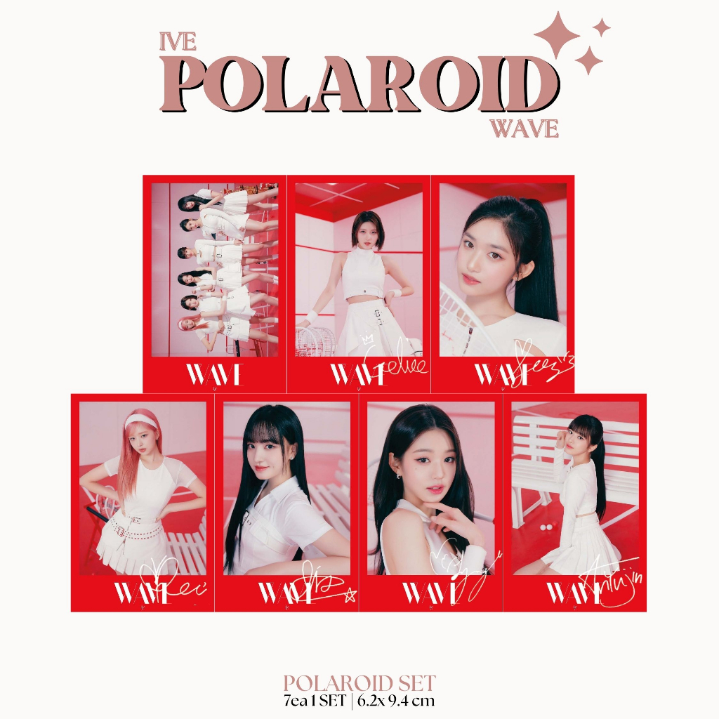 POLAROID IVE WAVE (ISI 7 PCS + LAMINASI 2 SISI) TANDA TANGAN TTD KPOP IDOL KOREA PREMIUM MURAH UNOFFICIAL YUJIN GAEUL WONYOUNG LIZ REI LEESEO READY STOCK !