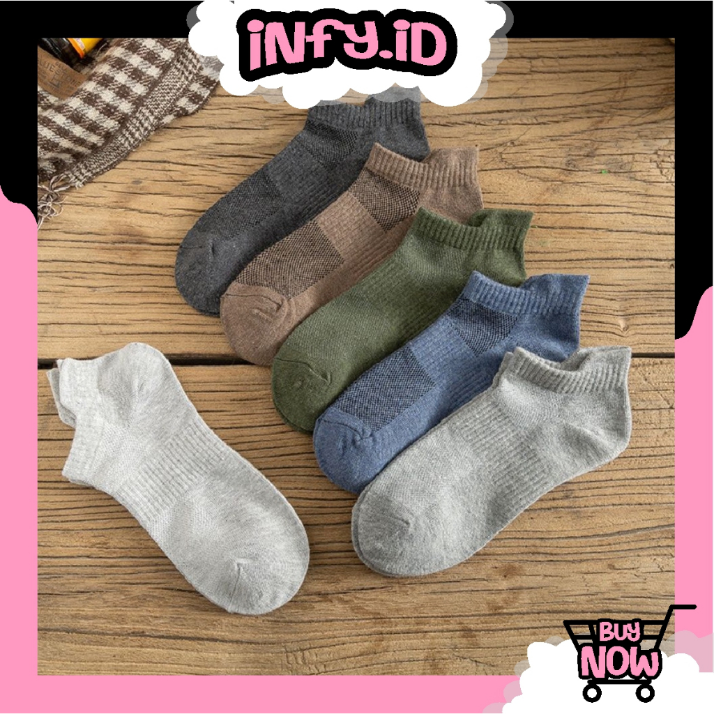 INFY - Kaos Kaki Pria Wanita Motif Kotak Fashion Korea Kaoskaki Kantoran Sock Semata kaki Ankle KK104