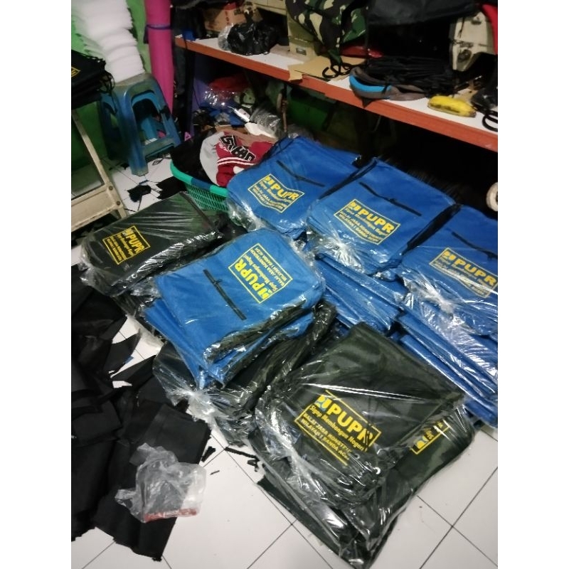 Tas serut custom sablon logo tulisan