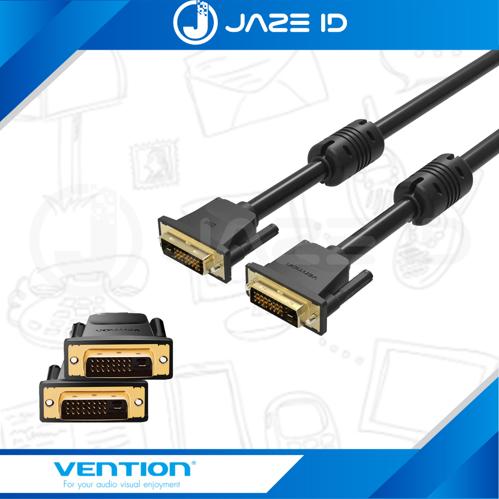 Vention Kabel DVI Male to DVI Male Dual Link Cable Monitor Komputer 10M 15M