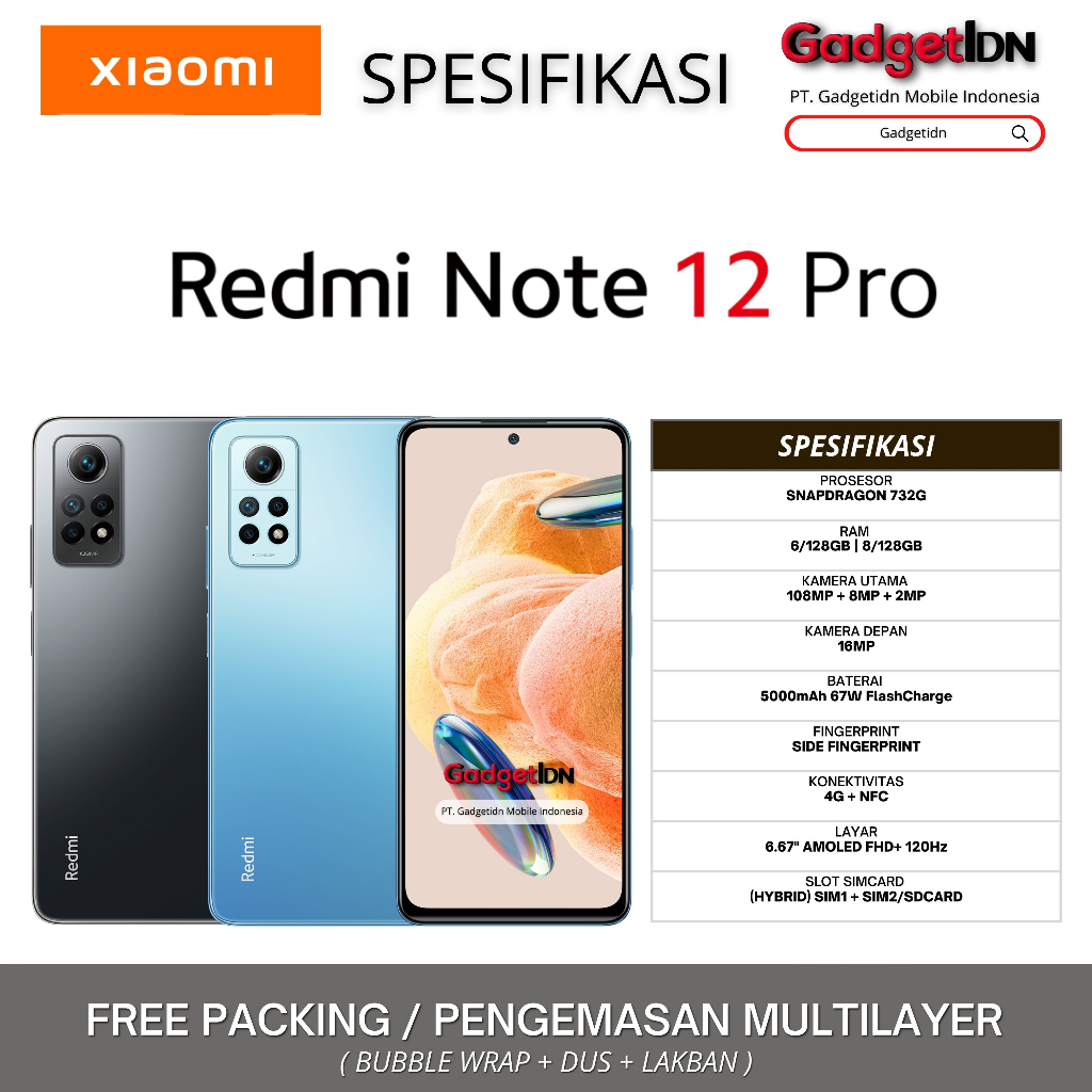 XIAOMI REDMI NOTE 12 PRO 4G NFC 6/128GB 8/128GB REDMI NOTE 12PRO GARANSI RESMI XIAOMI