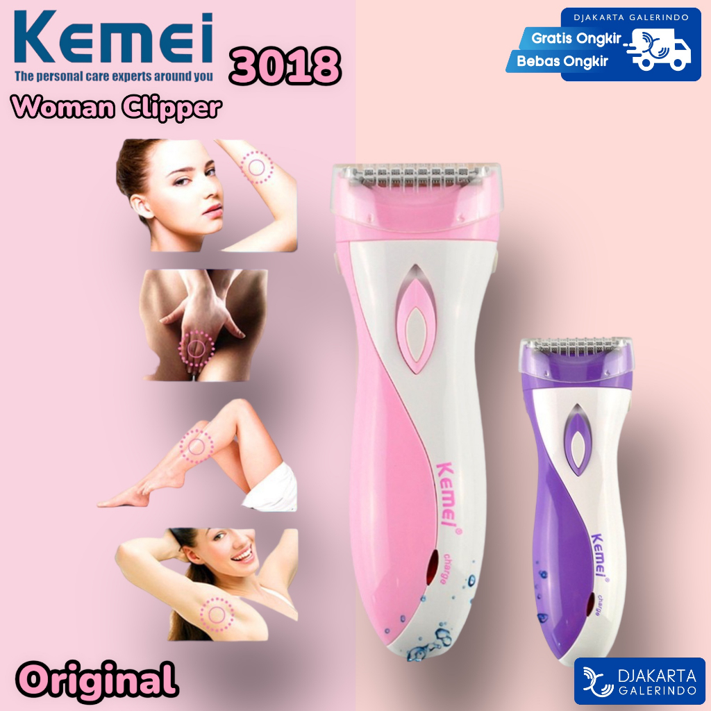 KEMEI 3018 Woman Clipper - Alat Cukur Wanita Lady Shaver Remover Cukuran Bulu Sensitif Kaki Ketiak Ketek