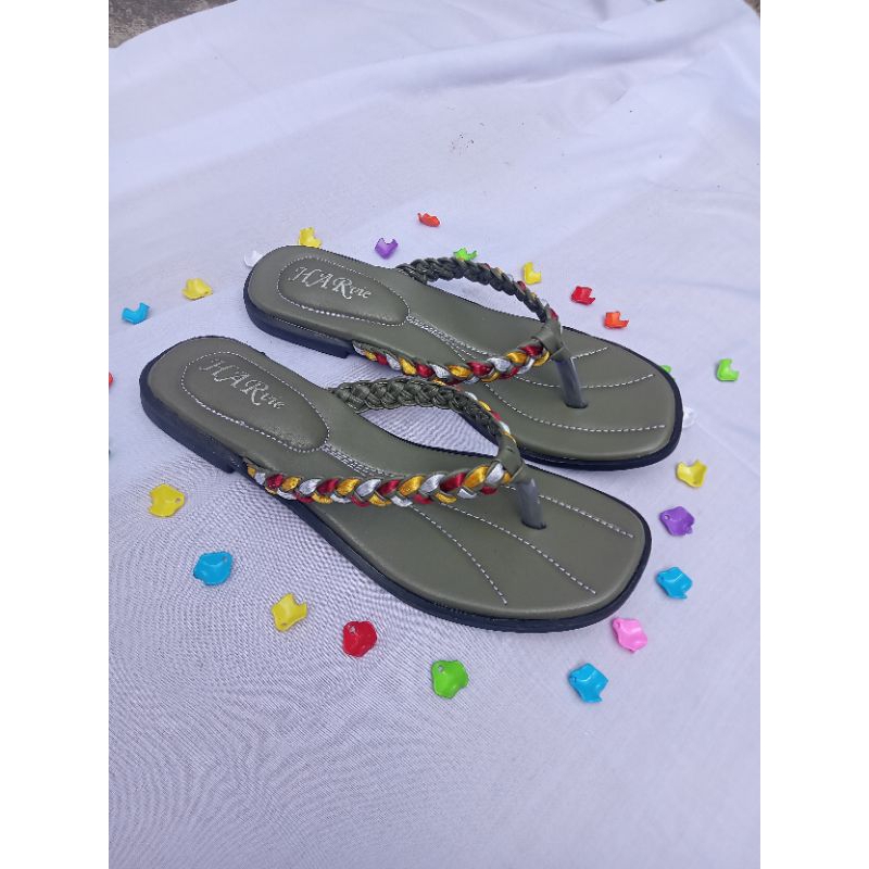 Sandal Wanita Dewasa Teplek Jepit Kepang Rainbow HR 025