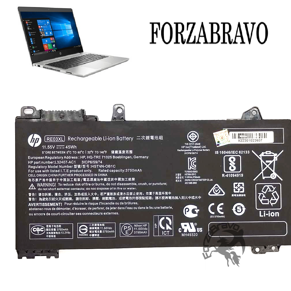Baterai Battrey Batre Laptop HP HP zhan 66 AMD,66 G2 14,66 Pro 13 G2 RE03XL Bergaransi