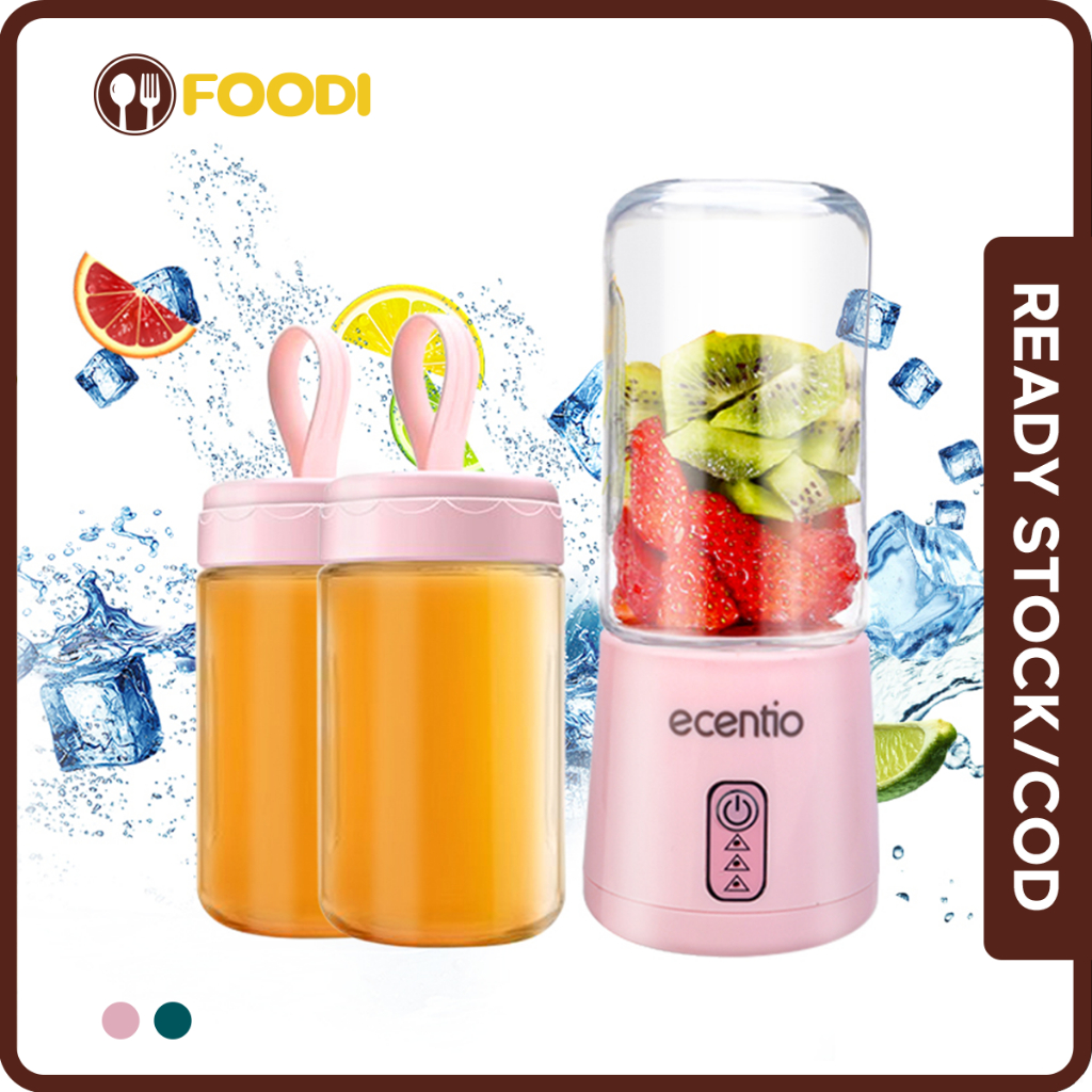 ecentio &amp; FOODI Blender Portable juicer Buah Mini 4/8 Mata Pisau usb rechargeable listrik 300ML/380ML 2pcs gelas kaca