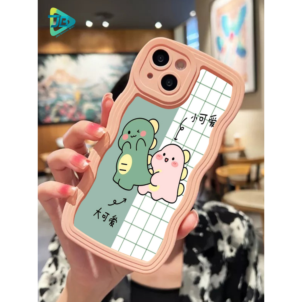 CUSTOM SOFTCASE SILIKON GELOMBANG WAVY CUSTOM DINO FOR REALME C2 5 5I 5S C3 8 PRO 8I 9 PRO PLUS 10 C11 C12 C25 C15 C17 7I C20 C21Y C25Y C30 C31 C33 C35 NARZO 50A 50I PRIME JB8922