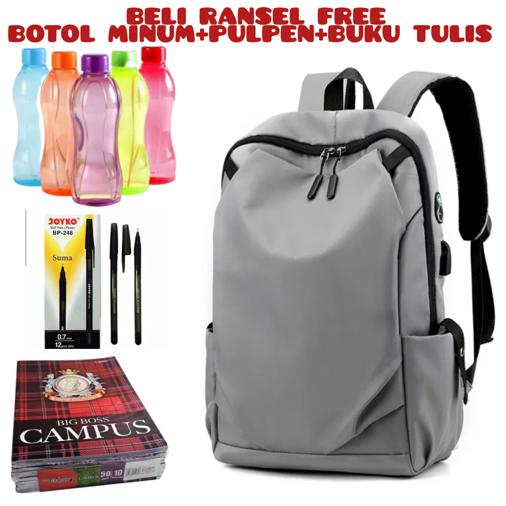 JS_Tas Ransel Laptop Kerja Sekolah Pria Anti Air Bahan Longcham Premium Stylish Fashionable