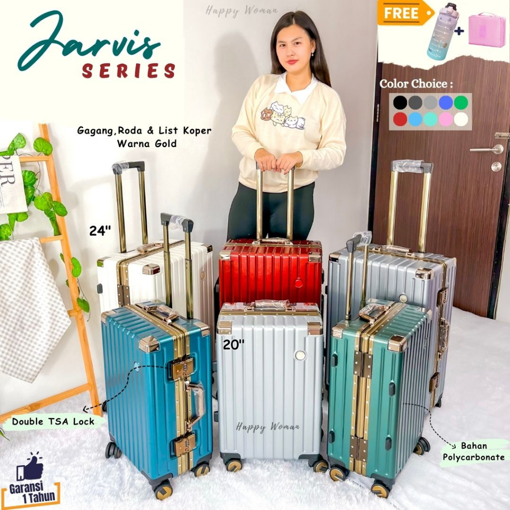 Koper Jarvis Series Cabin Bagasi Import No Zipper Anti Pecah Size 20 Inch 24 Inch Aluminium Frame Luggage