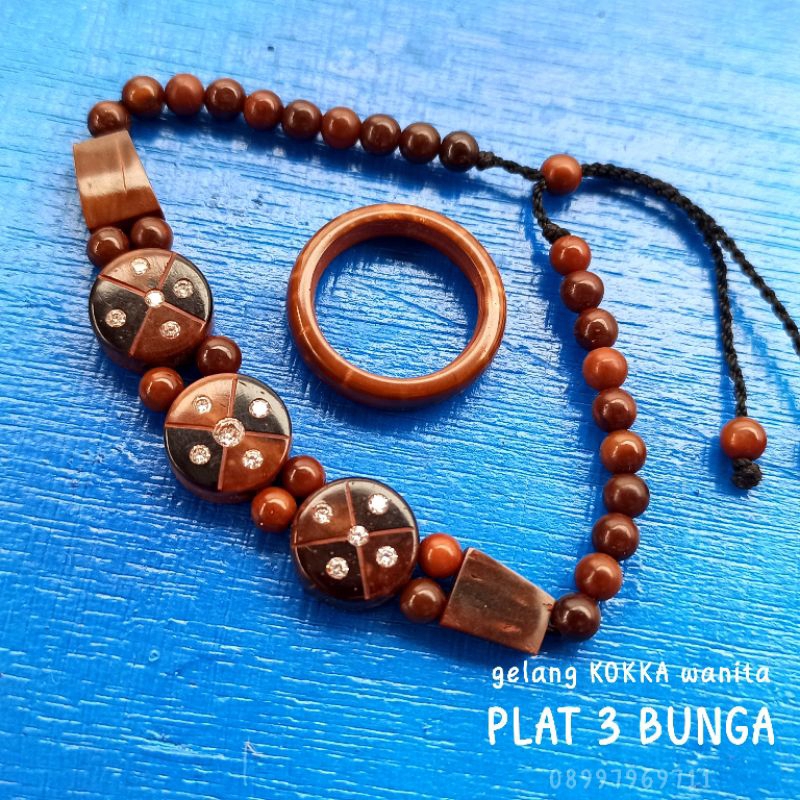 Gelang Kayu kaukah (PLAT BUNGA) Free cincin koka kokka kaokah kokah